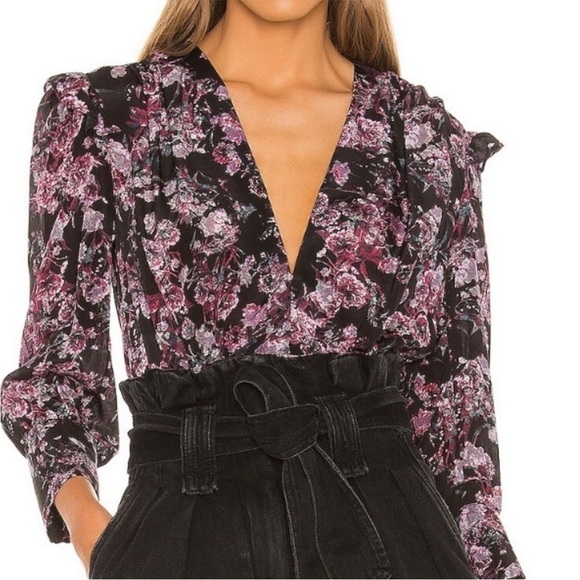 IRO Vulca Blouse in Black & Burgundy in Excellent Pre Loved Condition - Picture 2 of 11